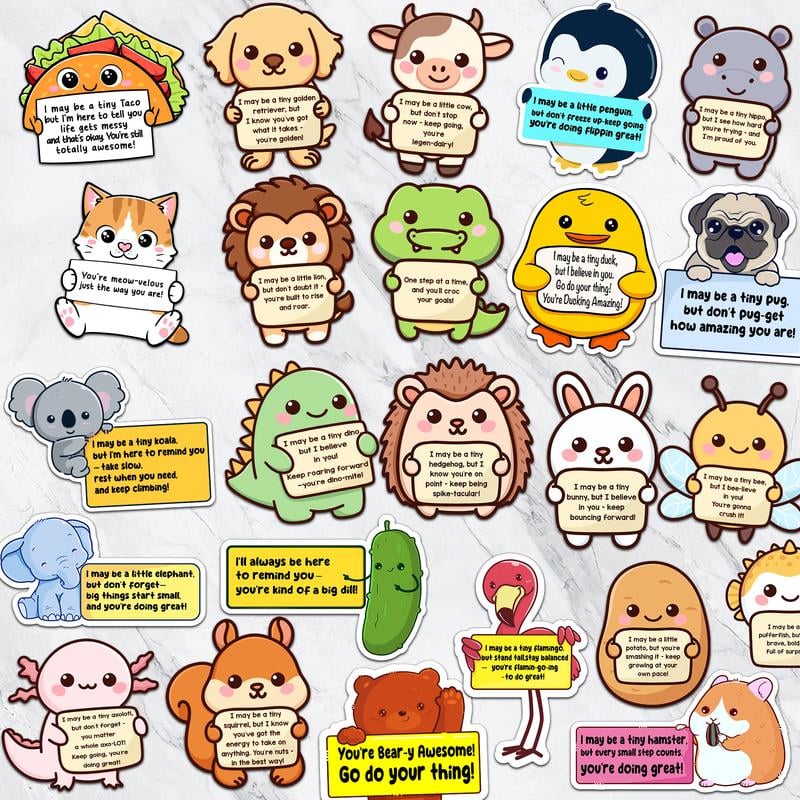 😻Positive Emotional Support Buddies Stickers – 🤗Inspirational, Waterproof & No Residue💕