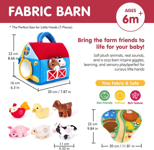 🎉Grand Opening – 50% Off!⏰️ 🐄 Baby Sensory Surprise Barn | Montessori Farm Toys with Real Sounds for 6–12 Months
