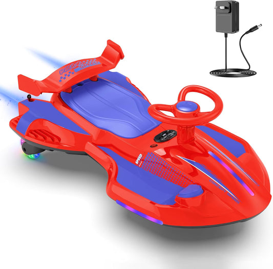 ⏰ LAST DAY 80% OFF 12V Electric Wiggle Car with Pedal for Kids, Rechargeable 2 in 1 Swing Car, Drifting Ride On Toys with Backrest, Anti-Rollover, Spray, Flashing Light, Music, for Ages 3 and Up (Pink)