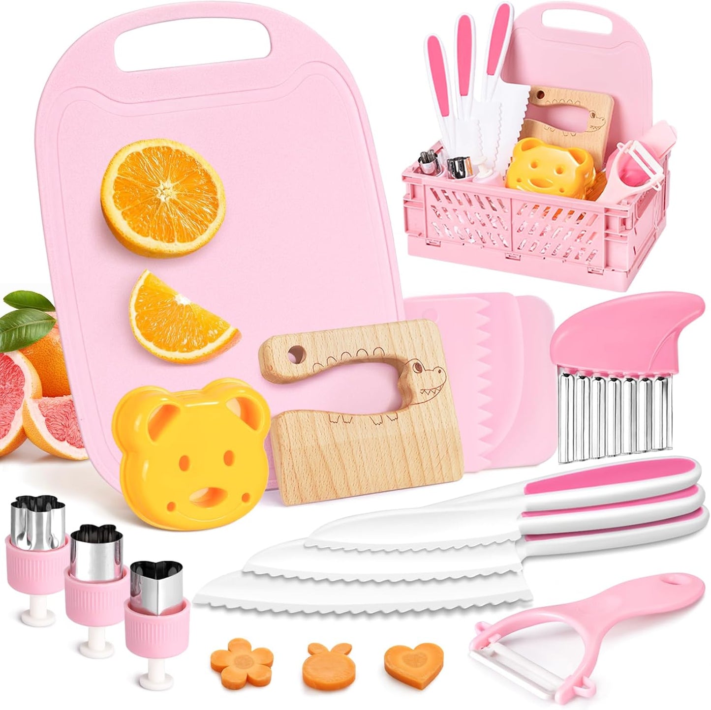 Montessori Kids Kitchen Tool Set | Safe Knives for Real Cooking 21 Pcs 🔪