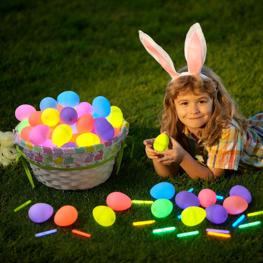 🌙100 Pcs Easter Eggs with 150 Pcs Mini Glow Sticks for Kids 🐰