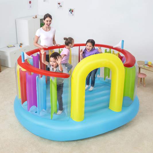 🎉Grand Opening – 50% Off!⏰️ Bestway Bouncetopia Multi-Color Child PVC Bouncer with Built-in Pump