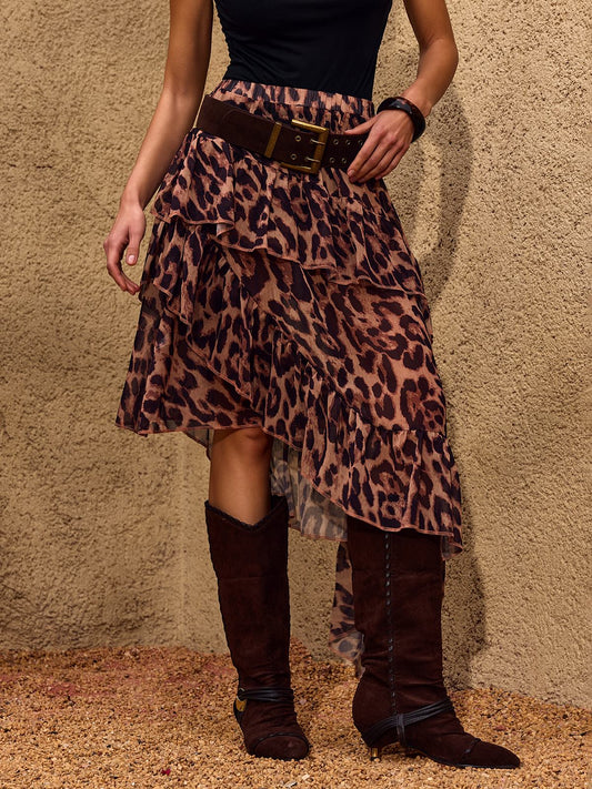 Cheree Leopard Ruffle Skirt