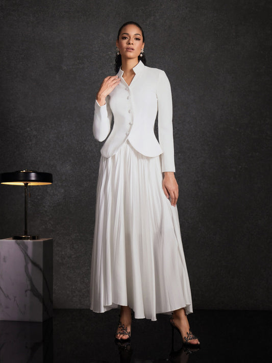 Driftwind Stand Collar Pleated Skirt Set