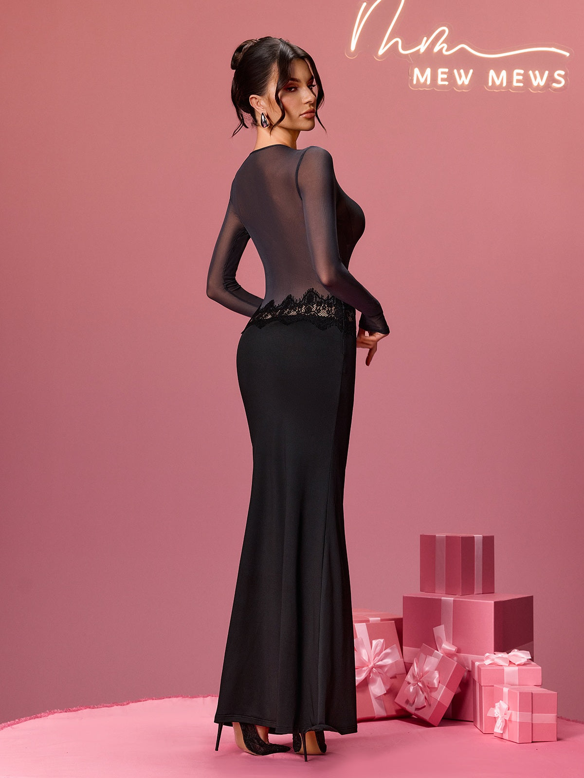 Drizelle Long Sleeve Cutout Twiested Maxi Dress