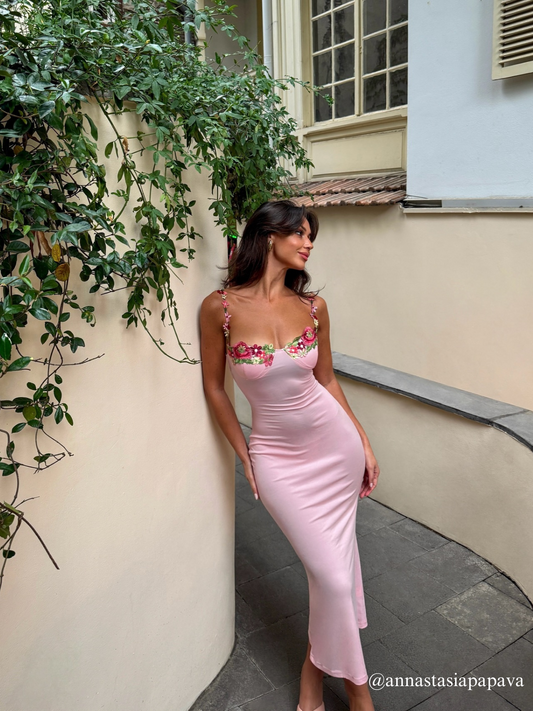 Flower Embroidered Maxi Dress