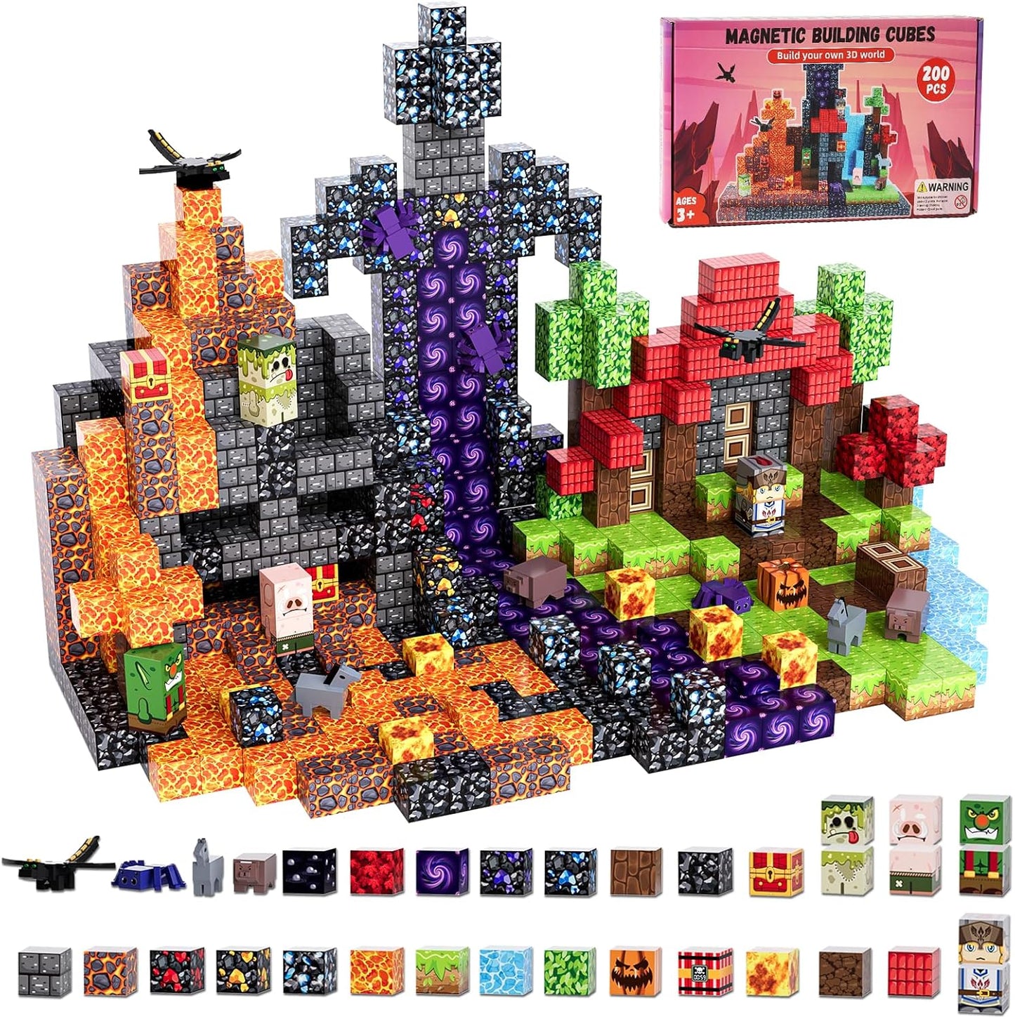 Pixel World Magnetic Blocks | 3D Building Set (Minecraft Style) 🧱
