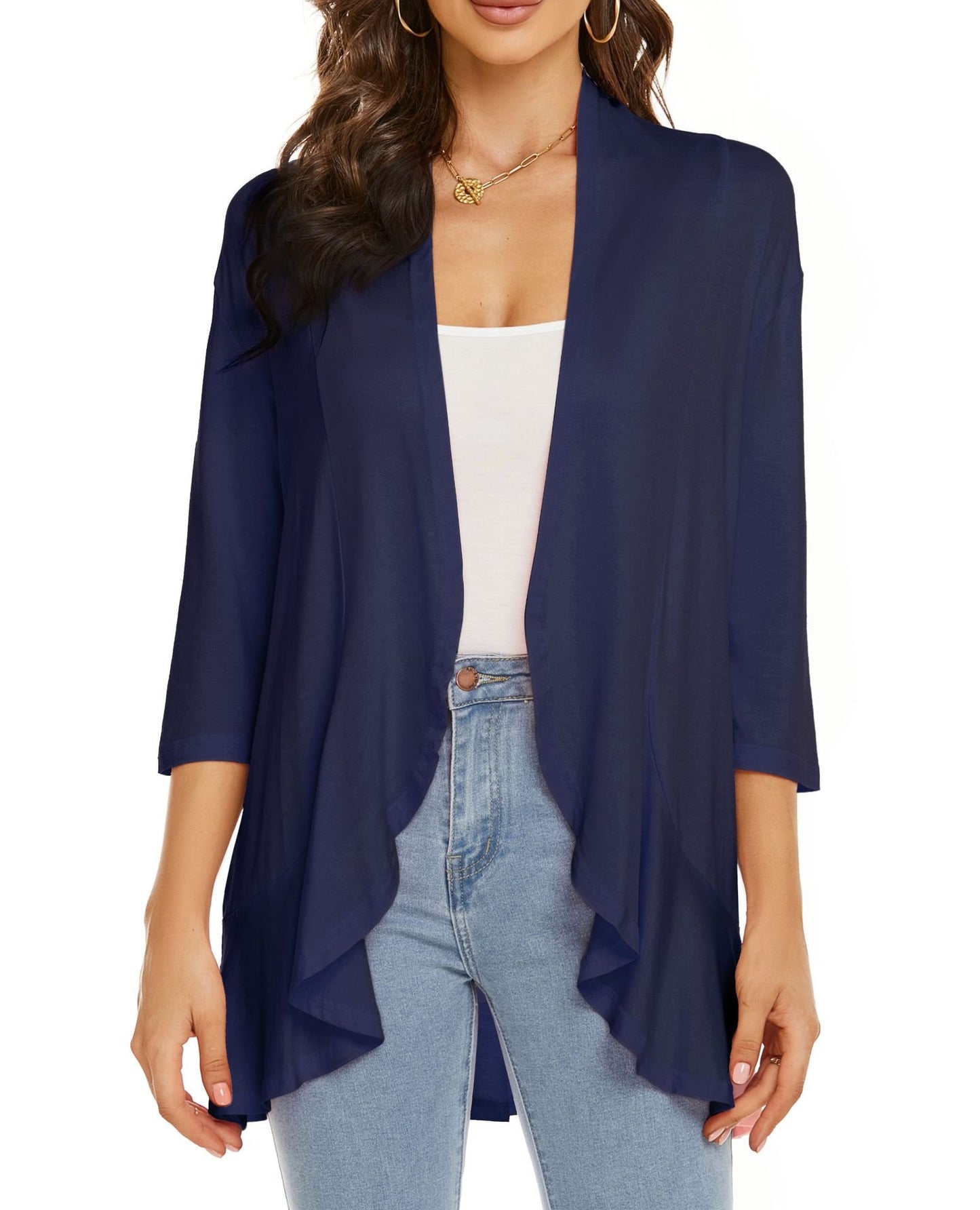 Women's Casual Lightweight Open Front 3/4 Sleeve Cardigans (🔥Same as in the video)