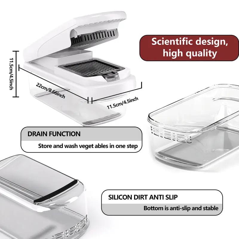 🥕15-in-1 Multifunctional Vegetable Chopper | Durable ABS & Stainless Steel | Includes Peeler, Julienne Slicers, Egg Separator & Cleaning Tools