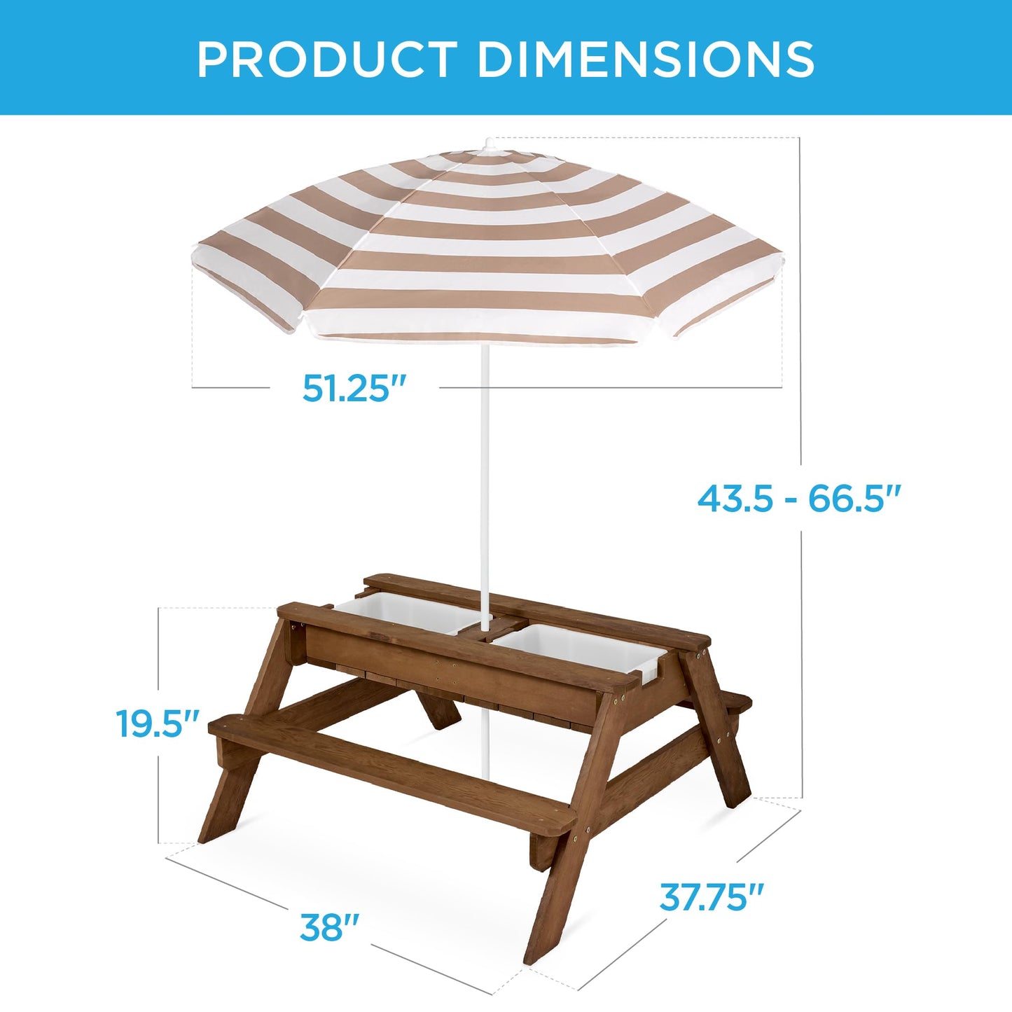 3-in-1 Kids Garden Table - Convertible Sand & Water Station ⛱️🌊