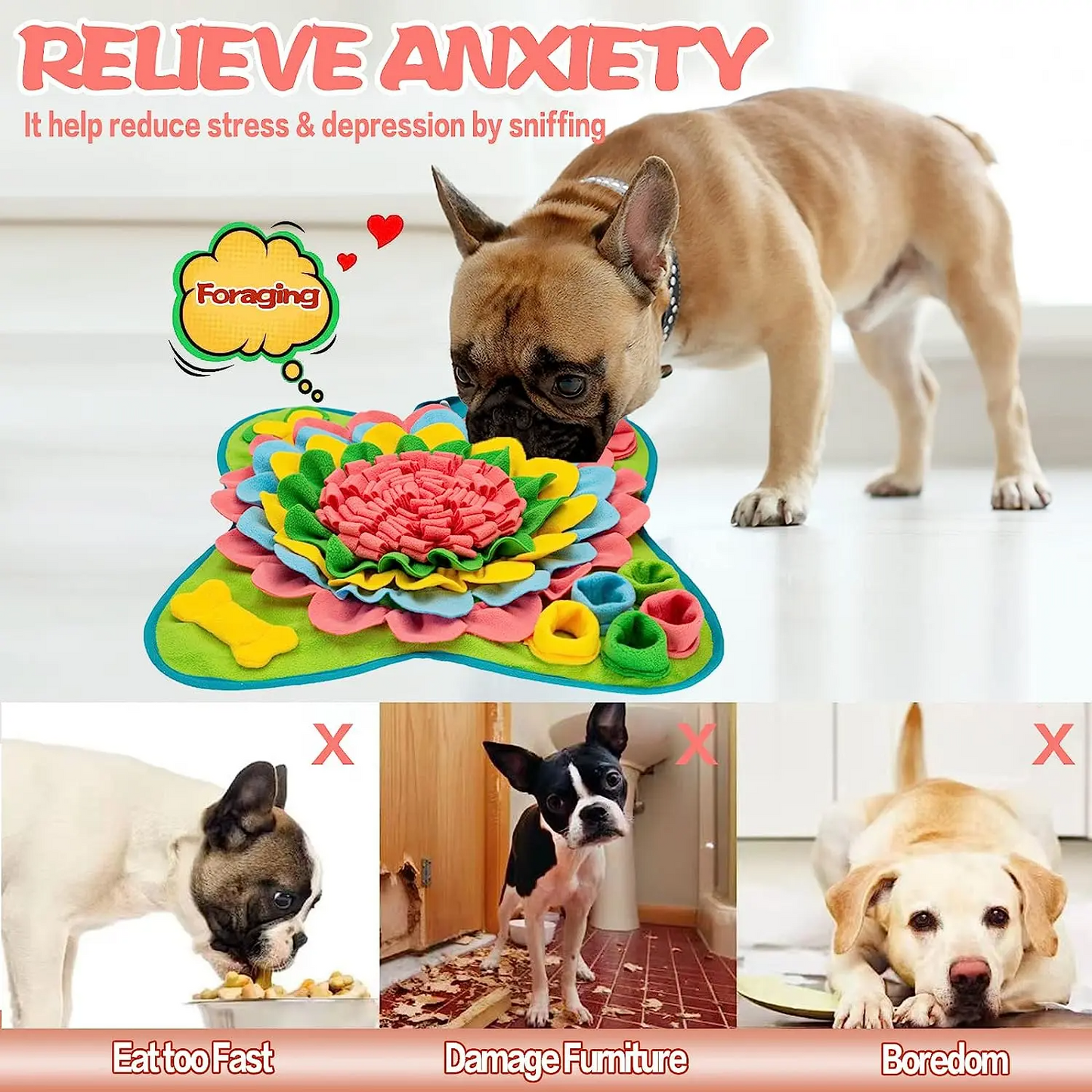 Flower Design Indestructible Pet Snuffle Mat