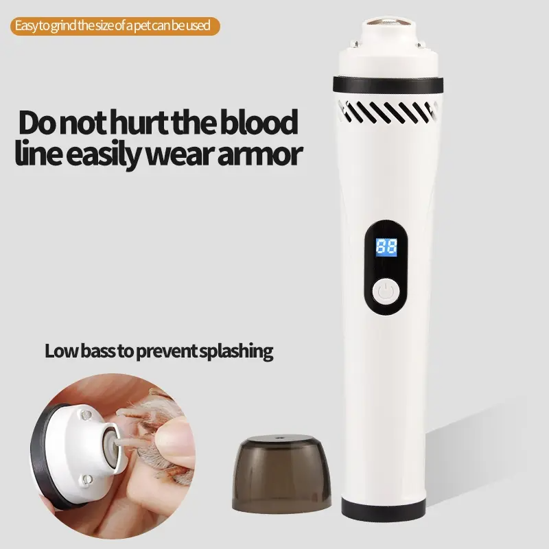Electric pet nail grinder, USB charging, with LED light, vacuum nail trimmer, suitable for cats and dogs, pet home safety beauty tools