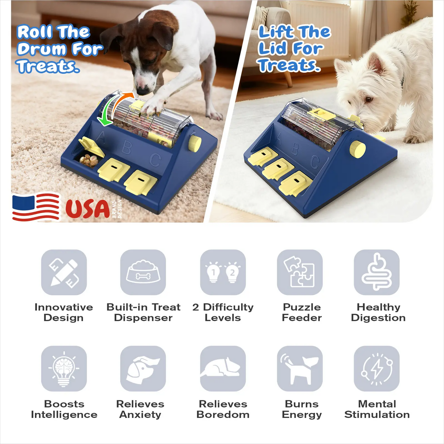 Treat Puzzles For Aggressive Chewers, Dogs' Mental Stimulation Food Slow Dispenser Toy