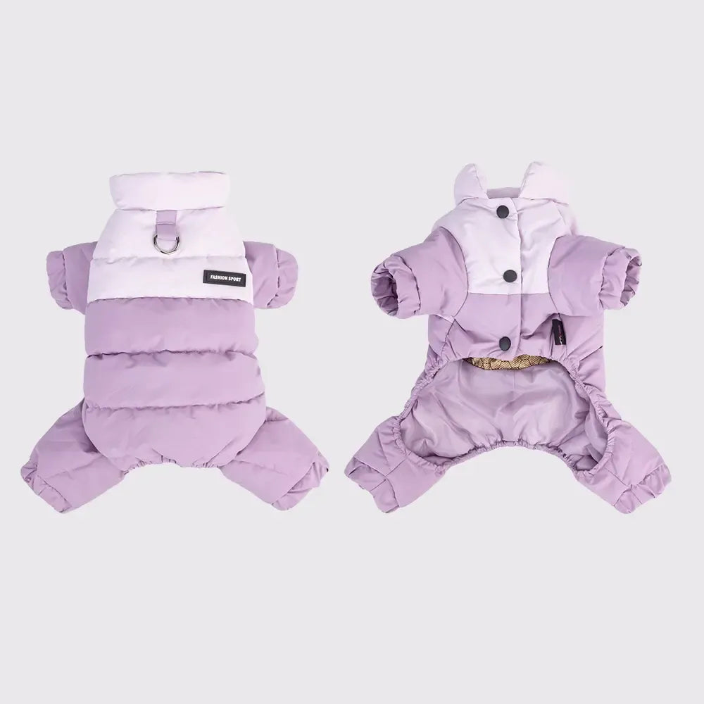 Winter Dog Warm Clothes Outdoor Puppy Teddy Bichon Schnauzer Poodle Four-Legged Coat, Waterproof Windproof Pet Cotton Jacket for Cold Weather
