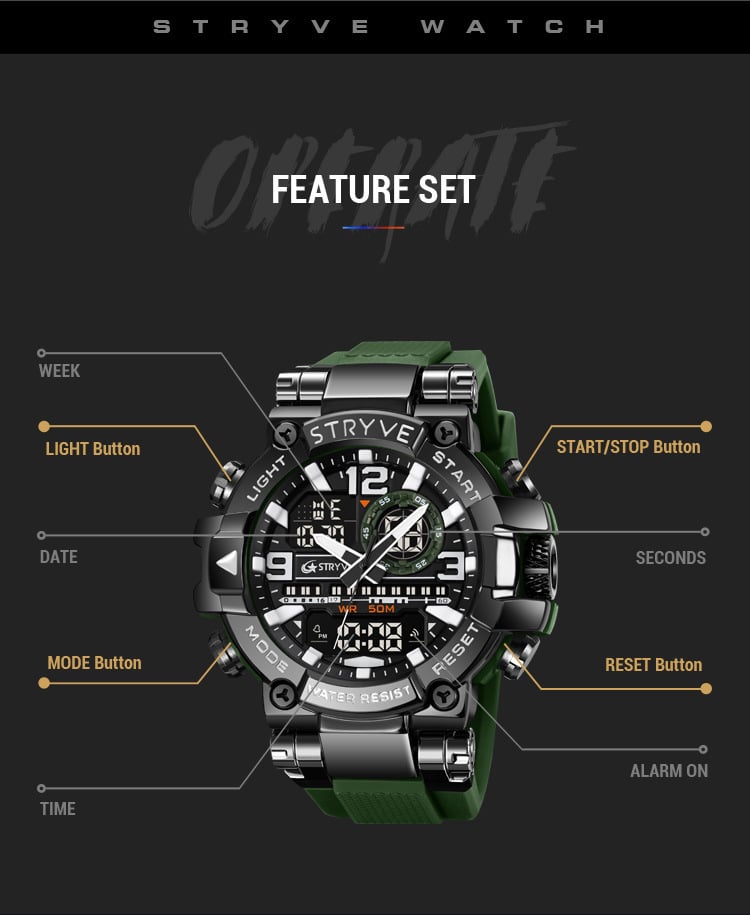 🔥Colourful Men's Digital Sports Waterproof Dual-Screen Electronic Watch