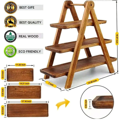 ✨ 3-Tier Wooden Serving Tray Stand
