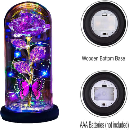 🔥Hot Sale 49%OFF - Eternal Butterfly Rose Glass Dome Display with LED Light Creative Gift