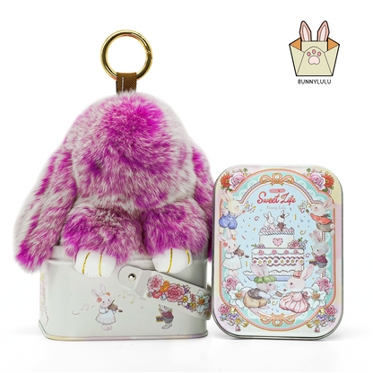Handmade Plush Bunny Keychain with Metal Tin Box, Gift Options for Birthday Easter