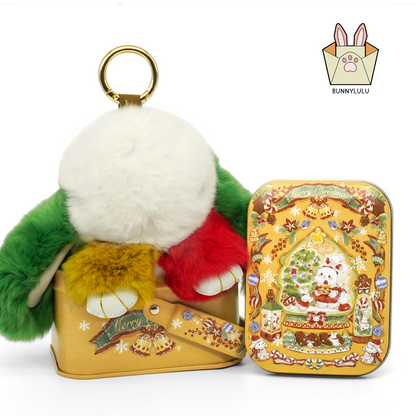 Handmade Plush Bunny Keychain with Metal Tin Box, Gift Options for Birthday Easter