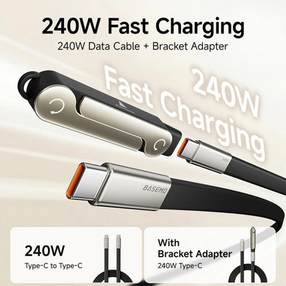 🔥240W Super Fast Charging 360° Rotating Invisible Stand Detachable Two-in-One Charging Cable