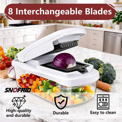 🥕15-in-1 Multifunctional Vegetable Chopper | Durable ABS & Stainless Steel | Includes Peeler, Julienne Slicers, Egg Separator & Cleaning Tools