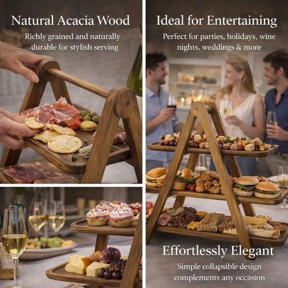 ✨ 3-Tier Wooden Serving Tray Stand