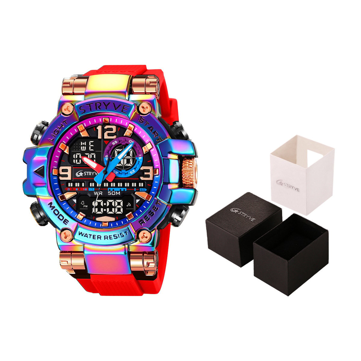 🔥Colourful Men's Digital Sports Waterproof Dual-Screen Electronic Watch