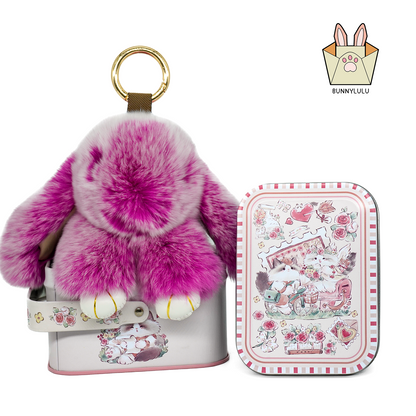 Handmade Plush Bunny Keychain with Metal Tin Box, Gift Options for Birthday Easter