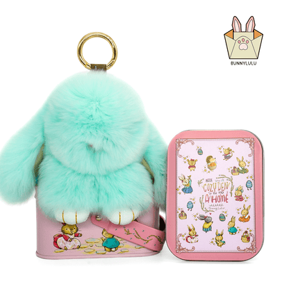 Handmade Plush Bunny Keychain with Metal Tin Box, Gift Options for Birthday Easter
