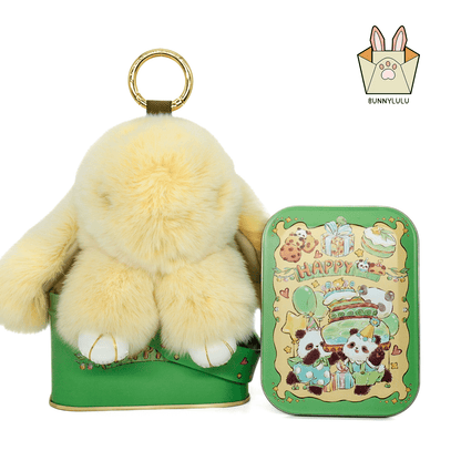 Handmade Plush Bunny Keychain with Metal Tin Box, Gift Options for Birthday Easter