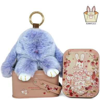 Handmade Plush Bunny Keychain with Metal Tin Box, Gift Options for Birthday Easter