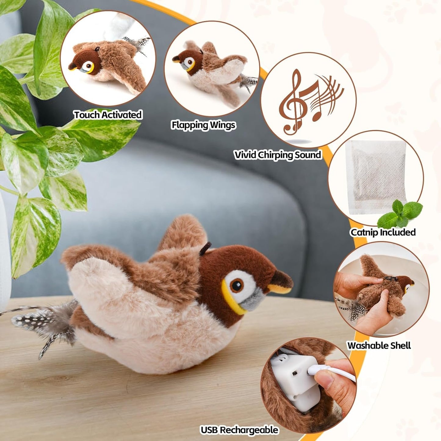 🔥Hot Sale 49% OFF - 🐾Interactive Chirping Bird Cat Toy