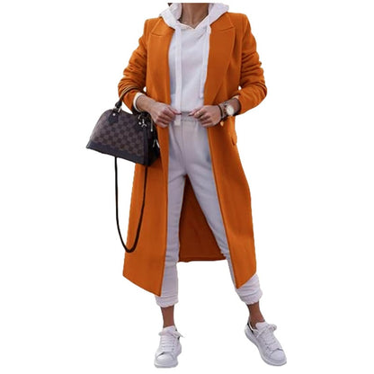 Women's Double Breasted Pea Coat Lapel Wool Blend Long Trench Jacket (🔥Same as in the video)