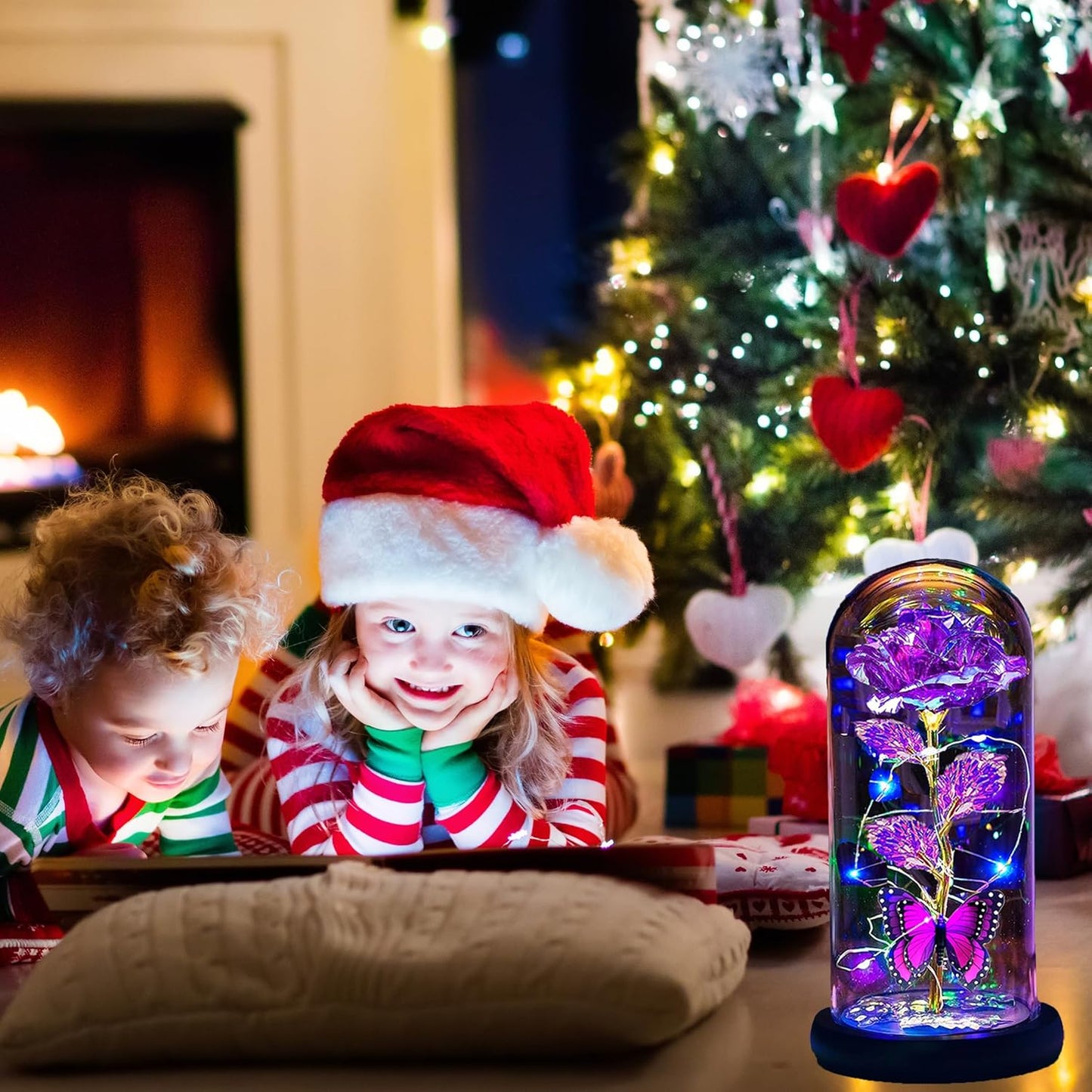 🔥Hot Sale 49%OFF - Eternal Butterfly Rose Glass Dome Display with LED Light Creative Gift
