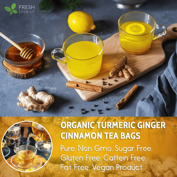🔥Last day clearance💝100% Natural Turmeric Ginger Cinnamon Tea
