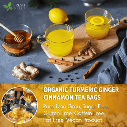🔥Last day clearance💝100% Natural Turmeric Ginger Cinnamon Tea