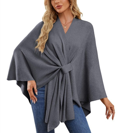 🔥LAST DAY SALE 57% OFF - Elegant Shawl Wraps Soft Open Front Poncho Sweater (30% cashmere)