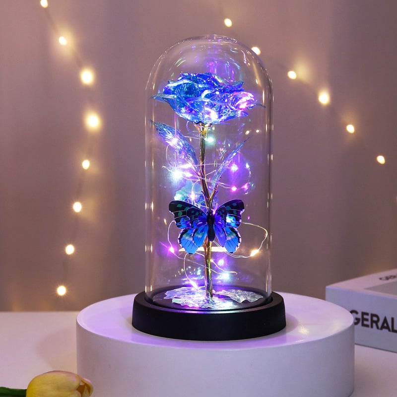🔥Hot Sale 49%OFF - Eternal Butterfly Rose Glass Dome Display with LED Light Creative Gift