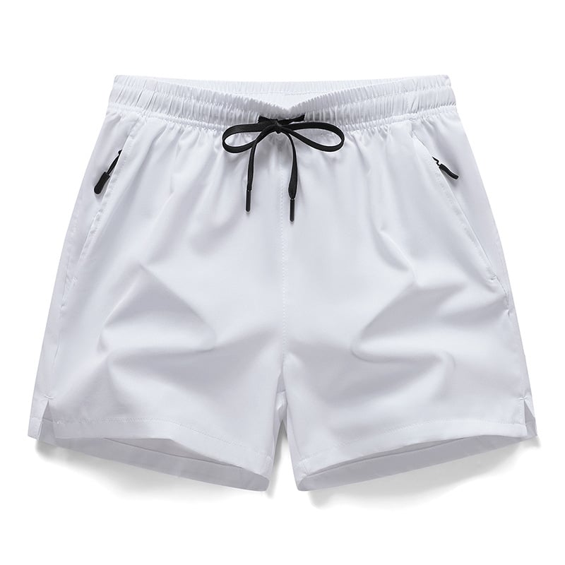 Men's Zipper Pocket Shorts, Regular Fit Casual Drawstring Waist Shorts