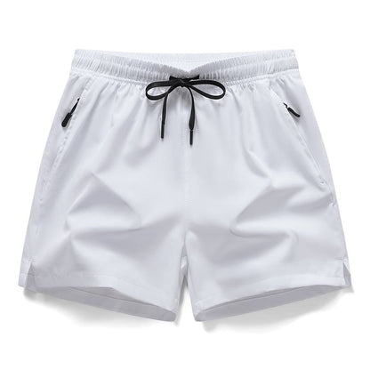 Men's Zipper Pocket Shorts, Regular Fit Casual Drawstring Waist Shorts
