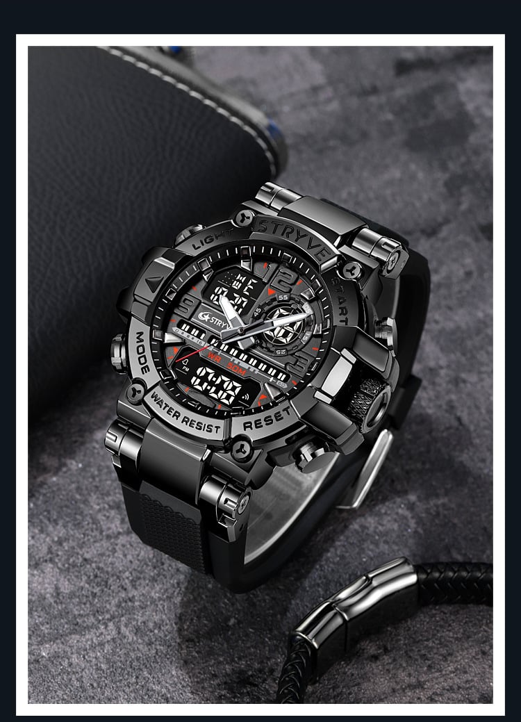 🔥Colourful Men's Digital Sports Waterproof Dual-Screen Electronic Watch
