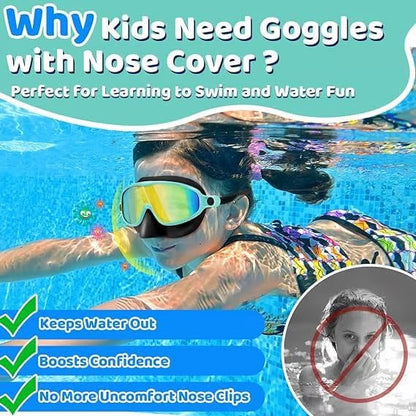 🏊‍♀️ Buy 1 Get 1 Free🏊‍♀️-HD children's large frame waterproof and anti-fog swimming goggles