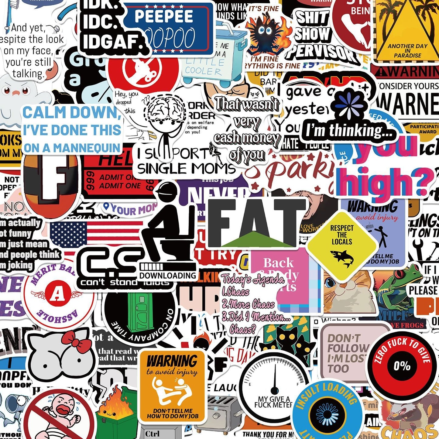 🔥😻Funny Prank Meme Graffiti Stickers for DIY notebooks, Luggage, and Water Bottles🎁 Waterproof & No Residue😻