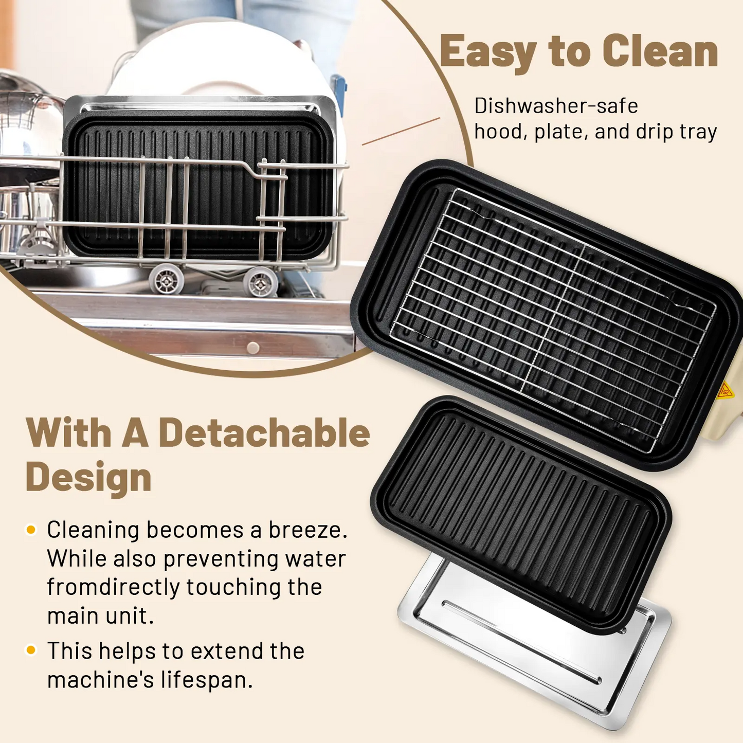 Kitchen-Specific 2-in-1 Electric Grill Equipped with a Grill Rack and a Detachable Non-Stick Griddle.