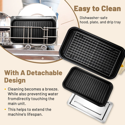 Kitchen-Specific 2-in-1 Electric Grill Equipped with a Grill Rack and a Detachable Non-Stick Griddle.