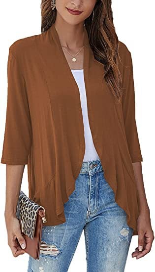 Women's Casual Lightweight Open Front 3/4 Sleeve Cardigans (🔥Same as in the video)