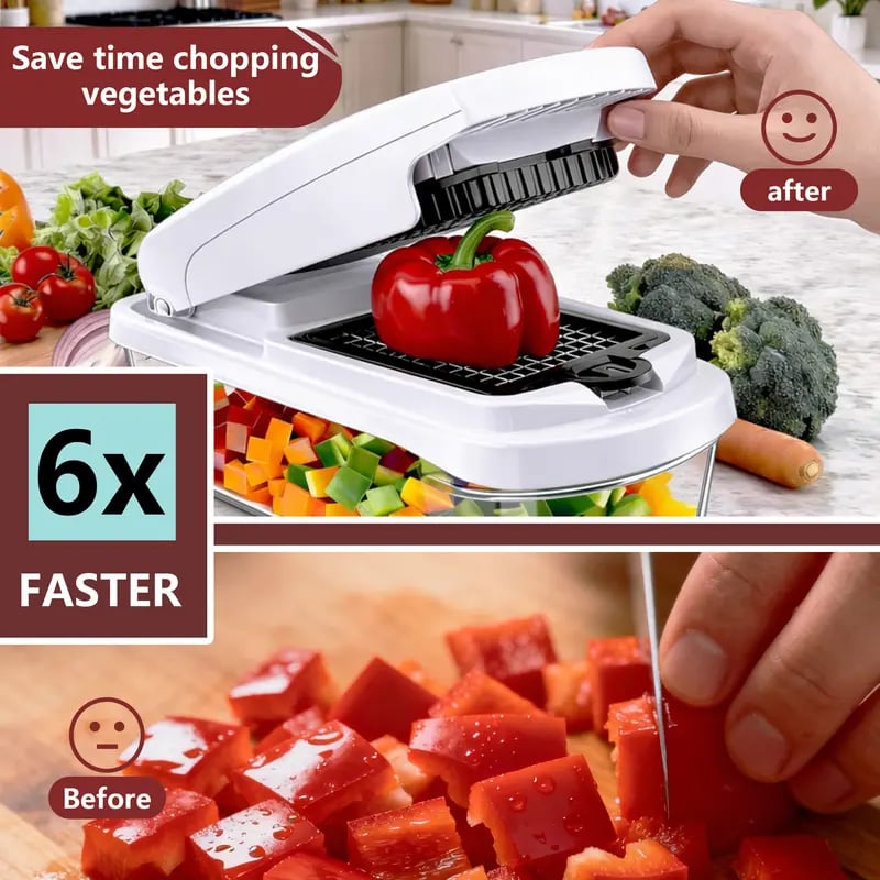 🥕15-in-1 Multifunctional Vegetable Chopper | Durable ABS & Stainless Steel | Includes Peeler, Julienne Slicers, Egg Separator & Cleaning Tools