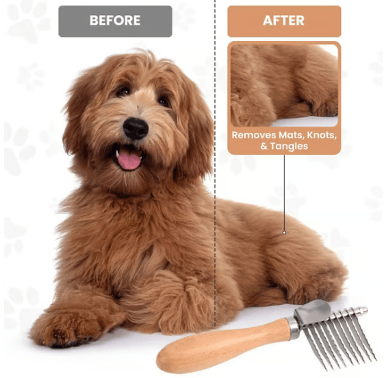 🌹Dog Dematting Brush & Undercoat Rake – Say Goodbye to Tangles, Hello to Smooth Fur! ✨