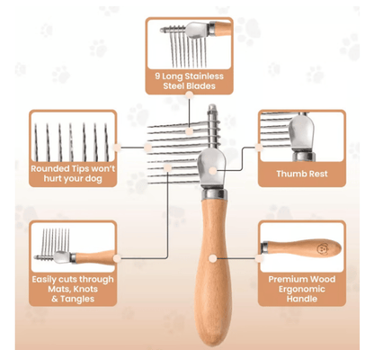🌹Dog Dematting Brush & Undercoat Rake – Say Goodbye to Tangles, Hello to Smooth Fur! ✨