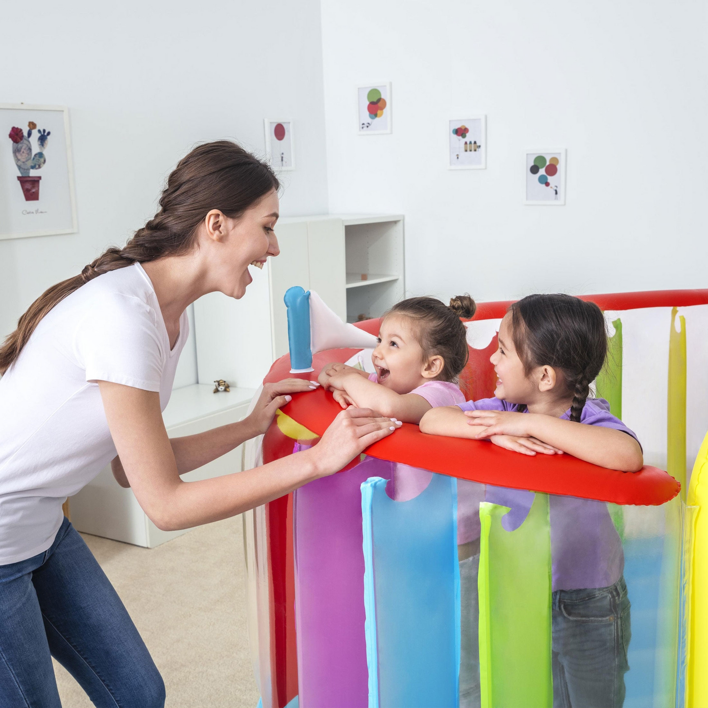 🎉Grand Opening – 50% Off!⏰️  Bestway Bouncetopia Multi-Color Child PVC Bouncer with Built-in Pump